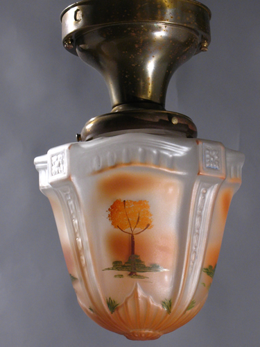 Hand Painted Scene Flush Fixture